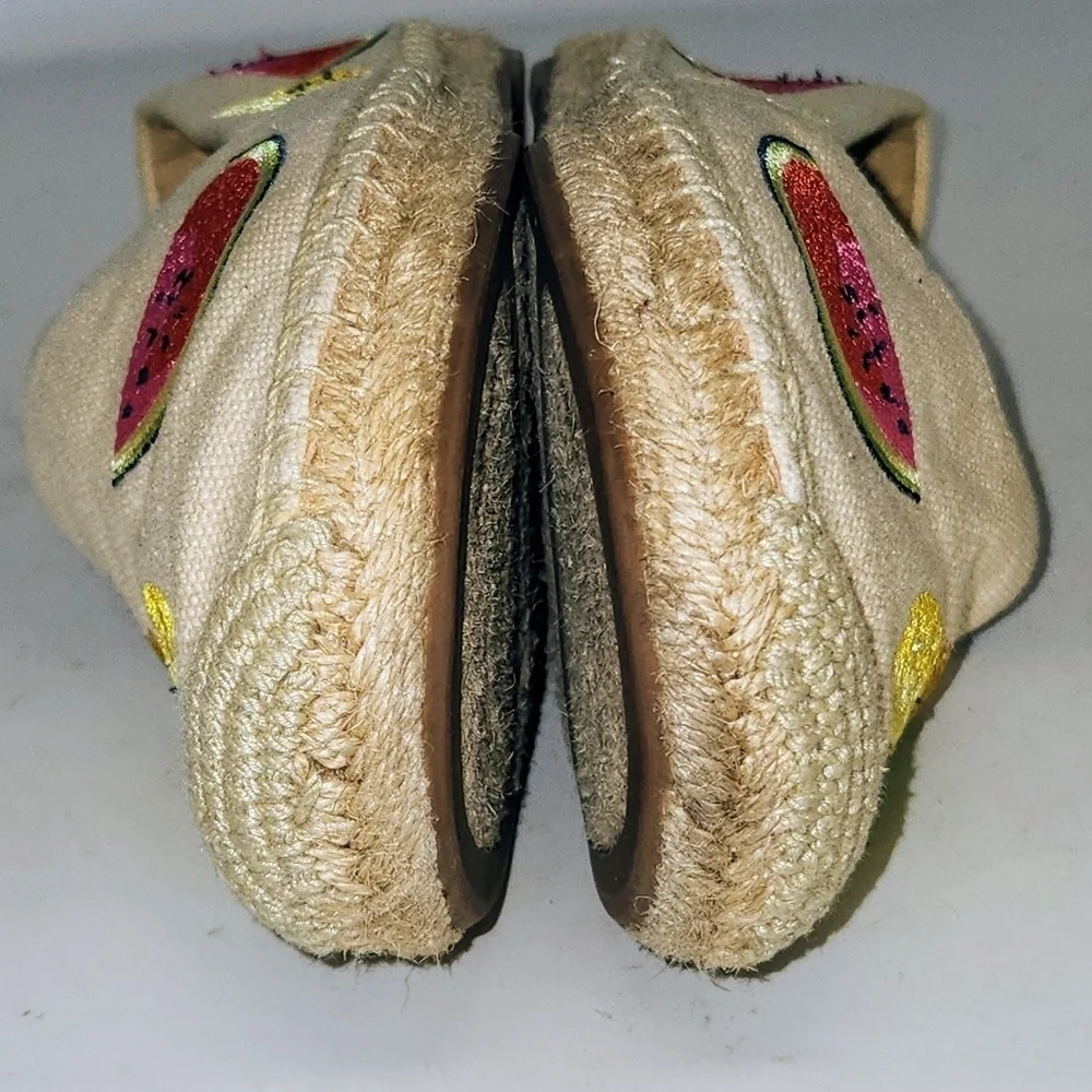 J. Crew Embroidered Fruit Salad Espadrilles In Sundried Linen Size 6